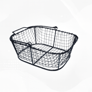 Modern Rectangular Black Wire Basket with Handle | Kitchen & Pantry Organizer