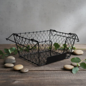 Black Hexagonal Chicken Wire Storage Basket with Label Holder