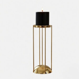 Gold Finish Iron Pillar Candle Holder — Luxury Cage Design for Hotel, Hospitality & Home Décor Wholesale