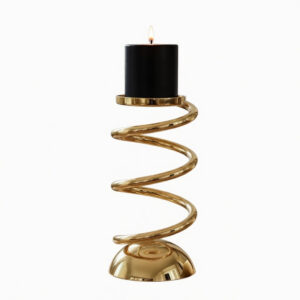 Gold Finish Iron Spiral Candle Holder — Handcrafted Coil Design for Hotel, Hospitality & Home Décor Wholesale Export